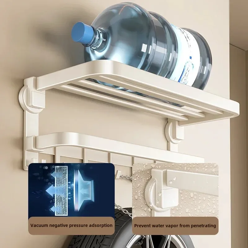Wall-Mounted Suction Cup Drying Rack, Foldable Laundry Net, Space-Saving Balcony Organizer, Indoor/Outdoor Clothes Holder