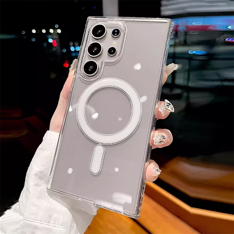Enhanced Magnetic Clear Phone Case - Durable Hard PC Protective Cover with Enhanced Grip