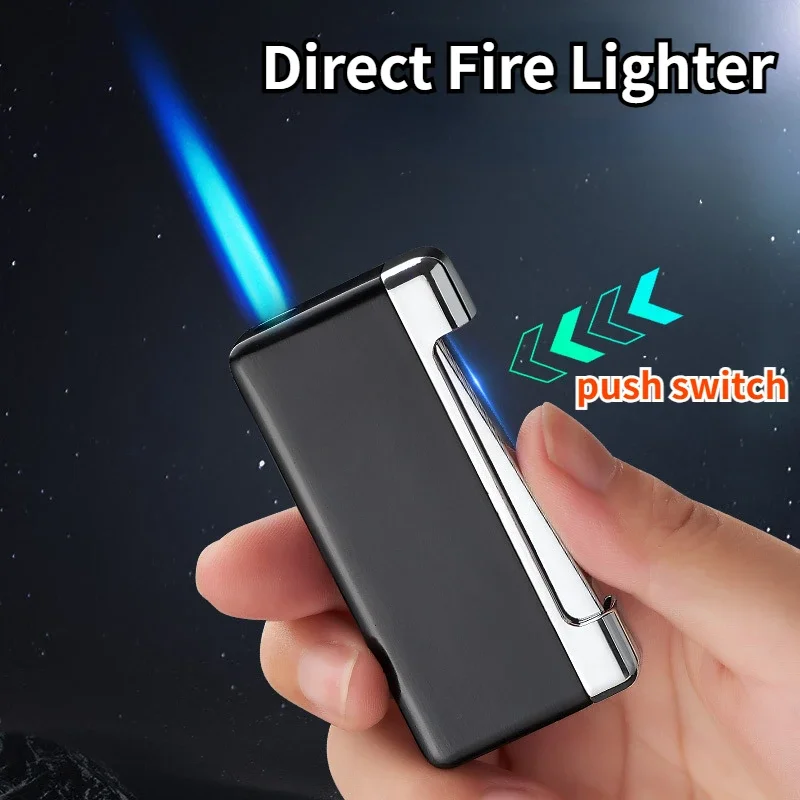 

Blue Flame Direct Light and Thin Lighter Portable Windproof Flame Gun Cigar Igniter Outdoor Camping Smoking Gadgets