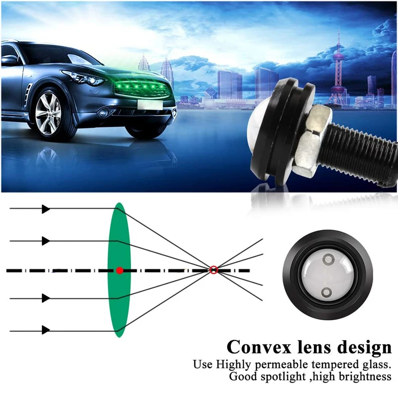 2-10 PCS 18MM Car DRL LED Eagle Eye Light Daytime Running Backup Marker Parking Fog Signal Lights 12V Waterproof Red Yellow