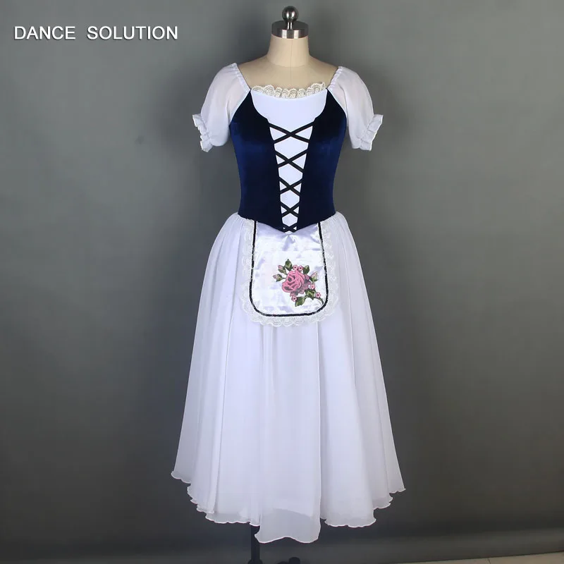 

Adult Female Ballet Dance Costume Short Sleeves Tutu Dress with White Chiffon Skirt Ballet Outfit for Women and Girls 19233