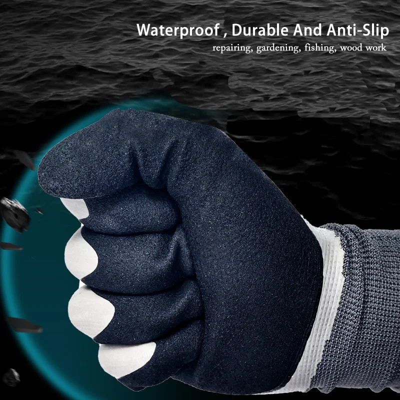 1/Paar Super Grip Arbeitshandschuhe, gummibeschichtet, rutschfest, wasserdicht, verschleißfest, Gartenhandschuhe für Gartenreparatur, Bauarbeiter – Detail 15