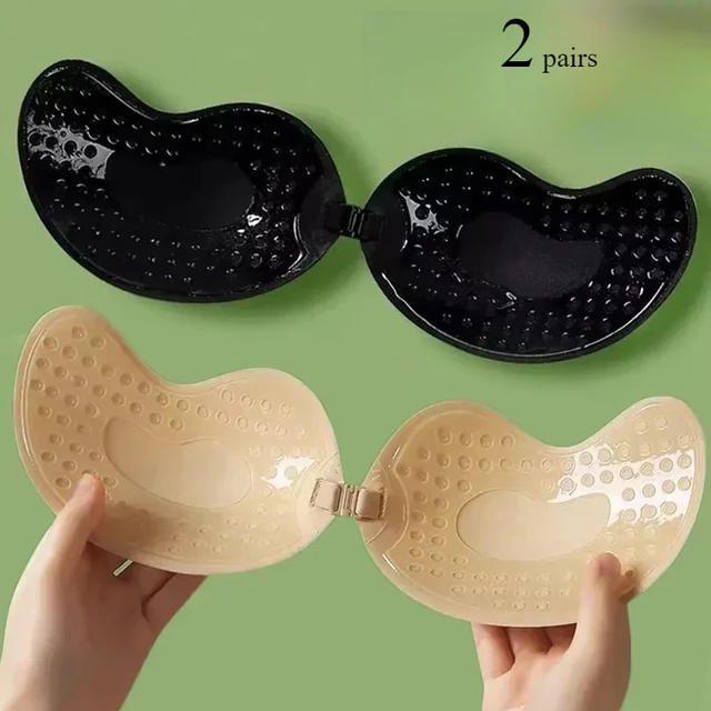Invisible Push Up Bra for Women Backless Strapless Bra Seamless Front Closure Bralette Underwear Silicone Self-Adhesive Bra Pad 2
