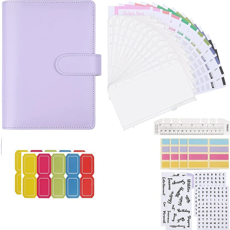A6 PU Leather Notebook Binder Budget Planning Notepad 6 Ring Cover for Money Saving Envelopes | Канцтовары для офиса и дома