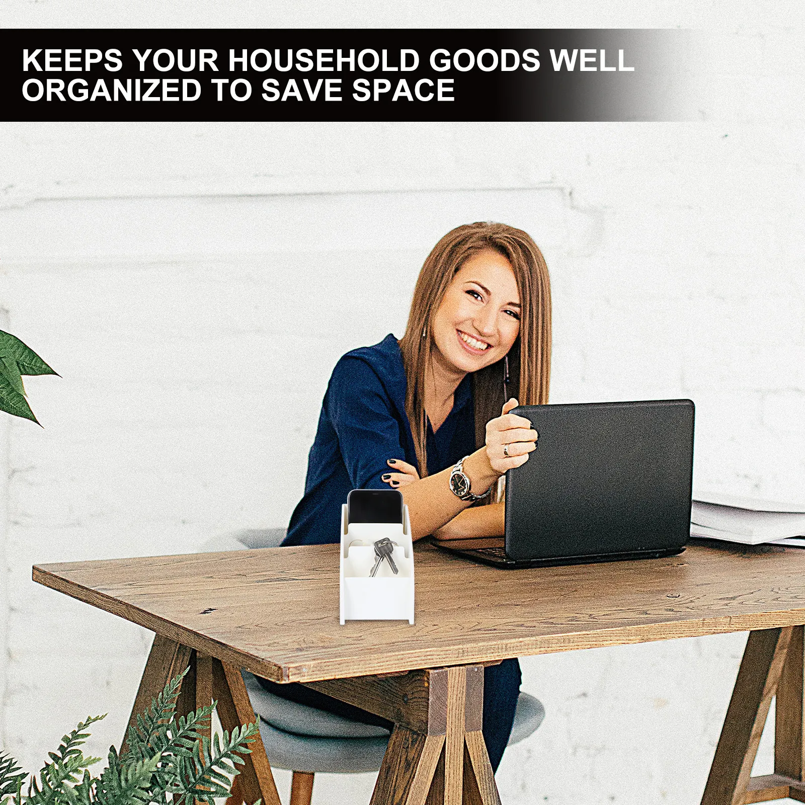 데스크탑 수납함 화이트 다용도 수납 정리함 (리모컨, 휴대폰, 펜, 문구류, 가정, 사무실, 거실 잡화 정리)