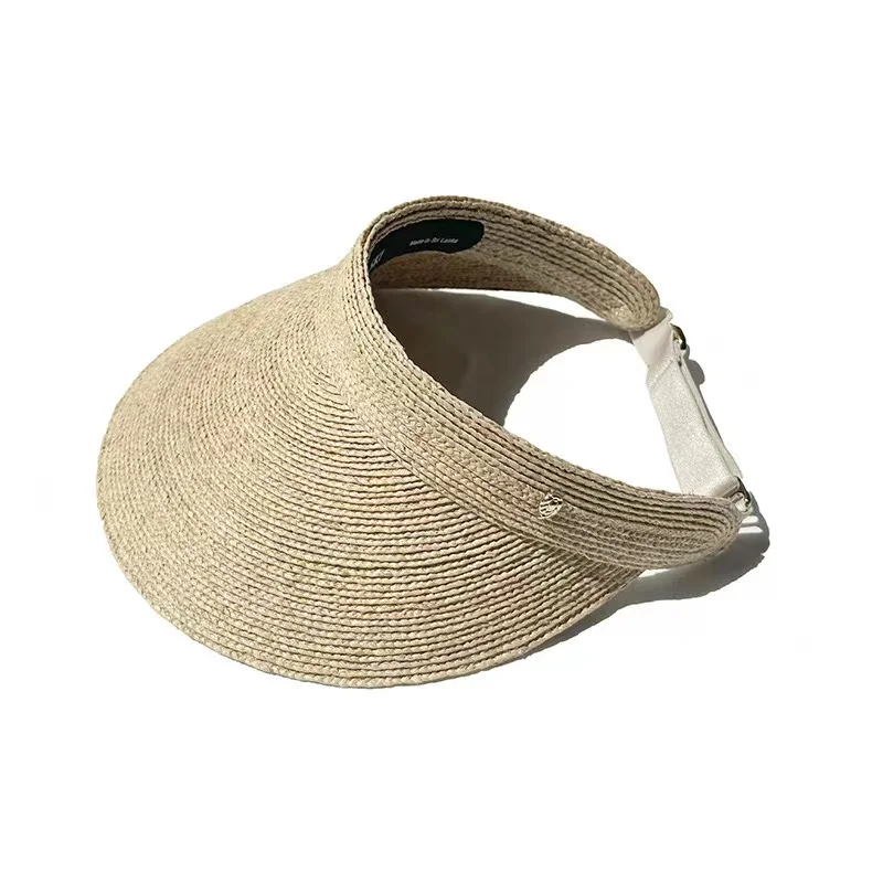 25 Lady Summer Empty Top Sun Visor Hat Summer Straw Wide Brim Sun Cap Uv Protection Hat Raffia 2