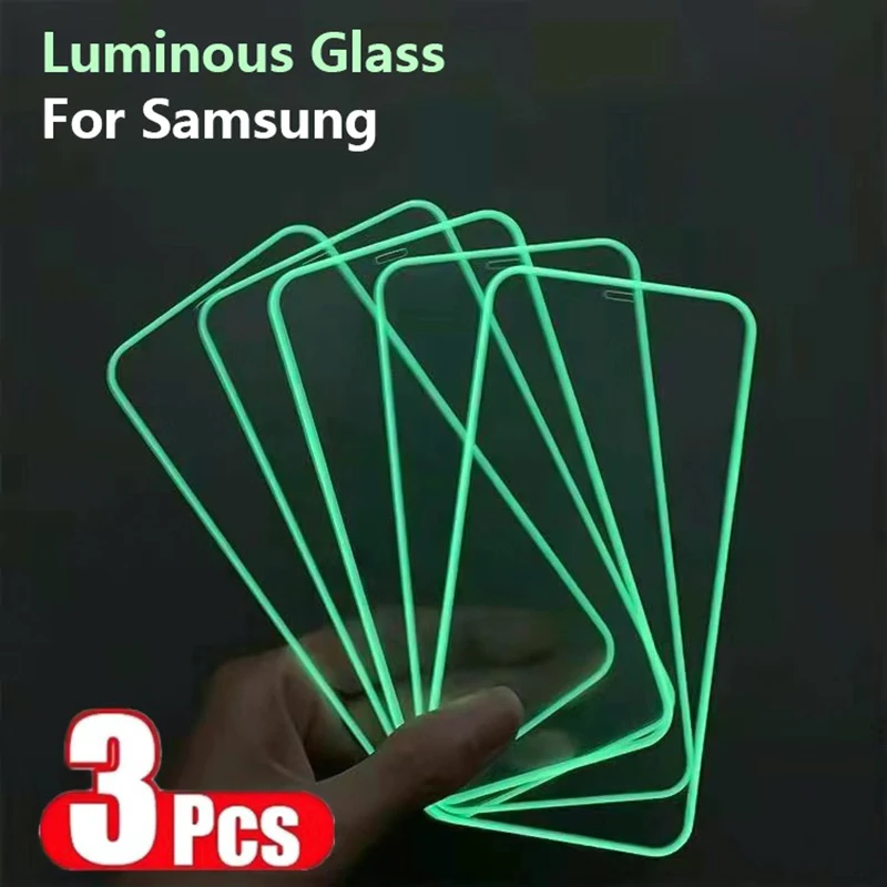 

3Pcs Luminous Tempered Glass For Samsung Galaxy A51 A50 A70 A71 A30 A20 A10 Glowing Screen Protector For Samsung A52 A72 Glass