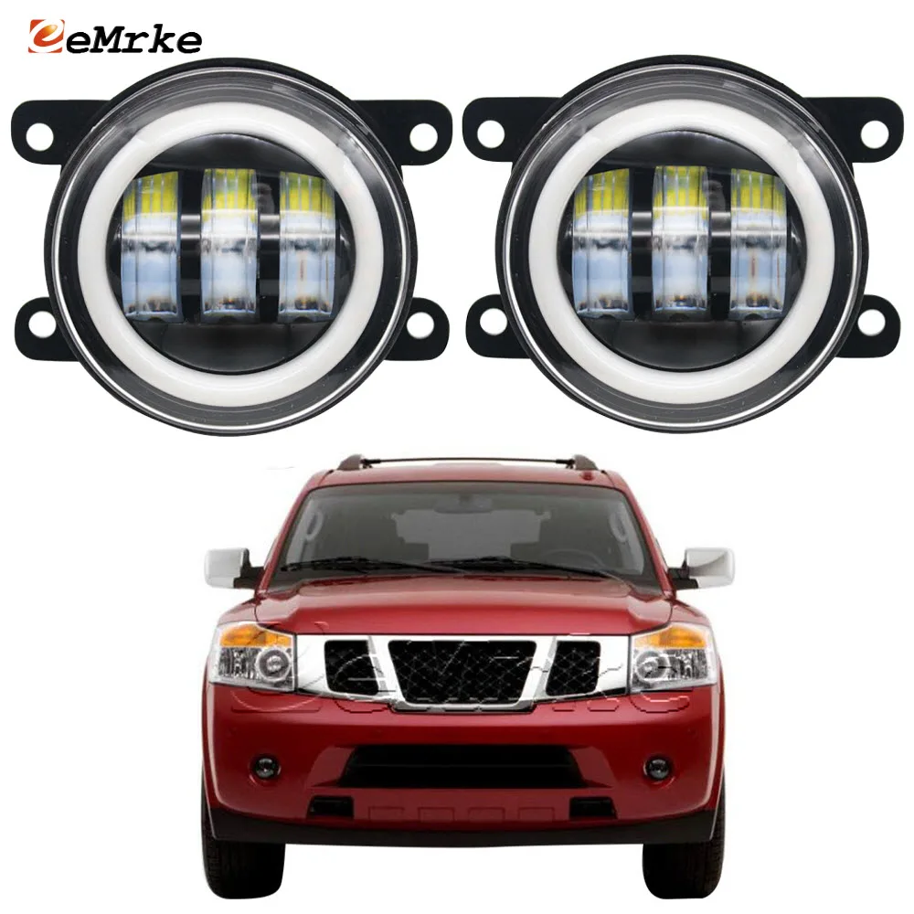 

2x Led Angel Eye DRL for Nissan Armada WA60 Frontier Navara NP300 D40 Pathfinder R51 Xterra N50 Fog Lights w/ Lens Signal Lights