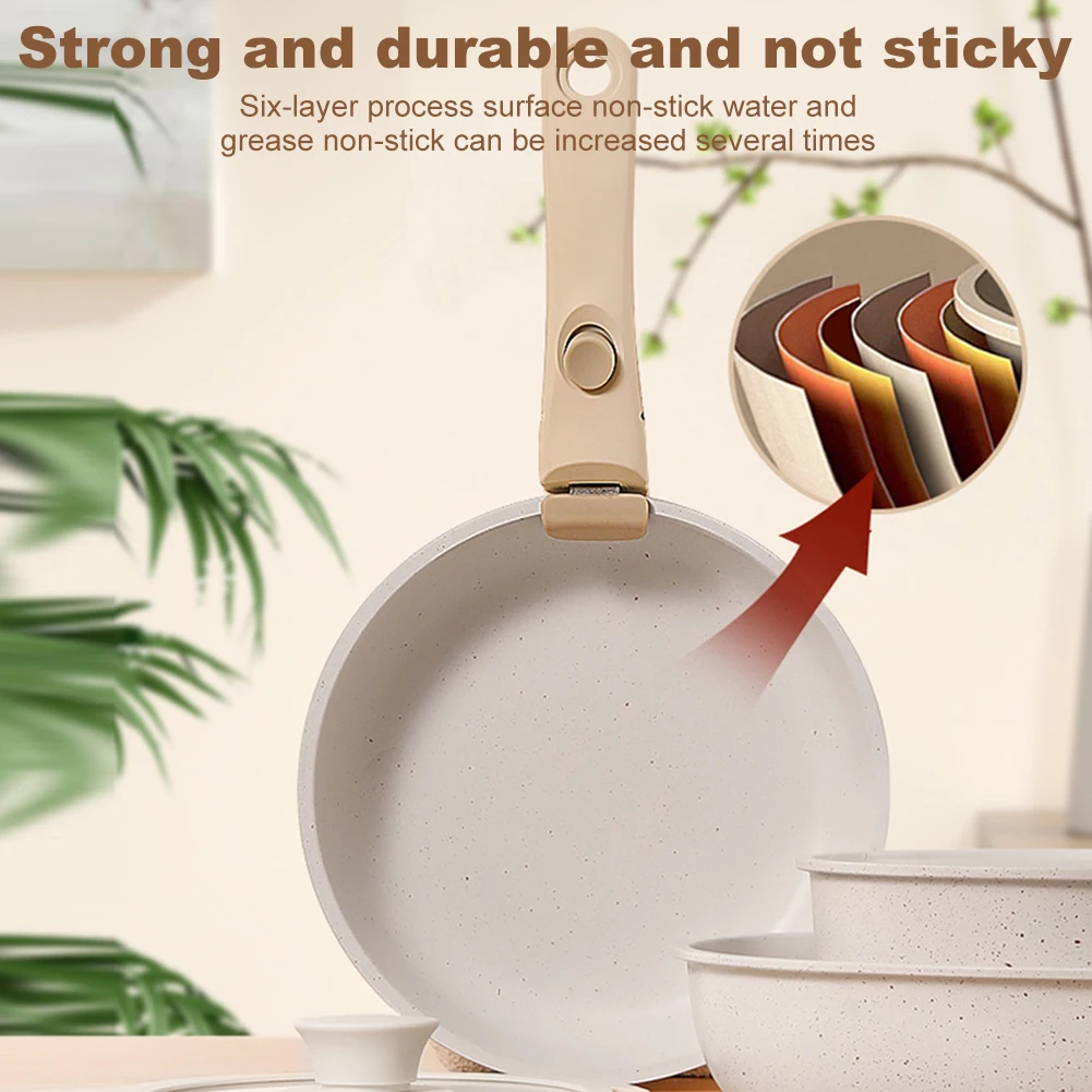 Nonstick Cookware Sets with Detachable Handle Non Stick Pots and Pans Set Stackable Cookware Set for Home Kitchen