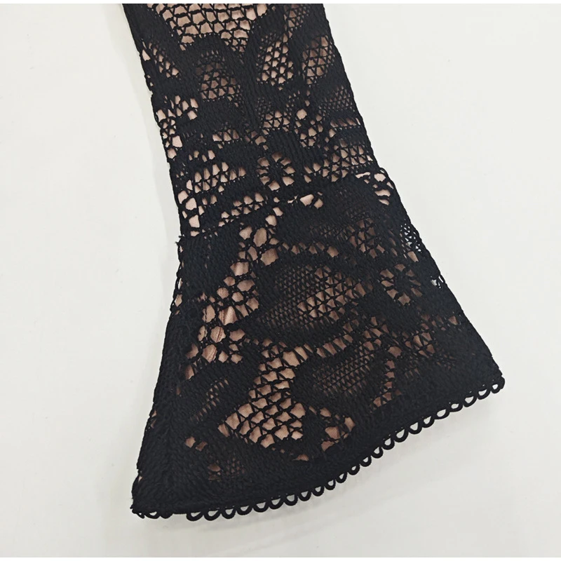 Elegant Lace Mini Dress – Hollow Out Flare Sleeve Style elegant lace mini dress