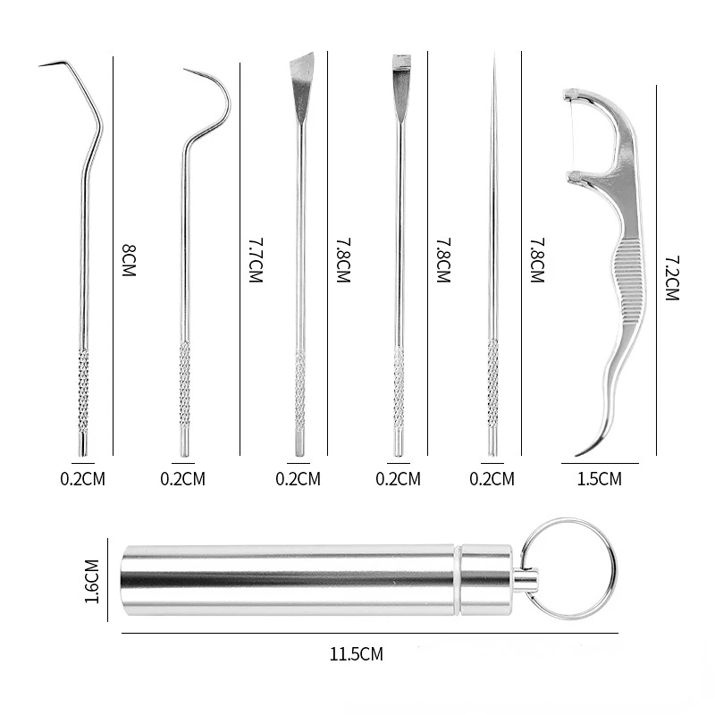 Metal Toothpicks Set Tooth Cleaning Interdental Brush Teeth Tartar Remover Reusable Dental Floss Tooth Pick Oral Hygiene Care toothpick set toothpicks set