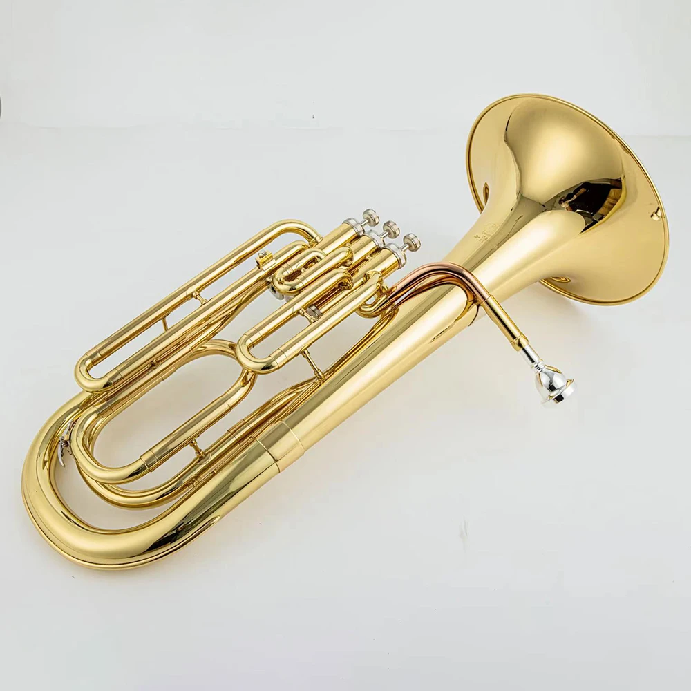 Baritone Horn B-flat Baritone Brass Lacquered Gold Tenor Horn High Quality Tenor Professional Bariton Jazz Instrument