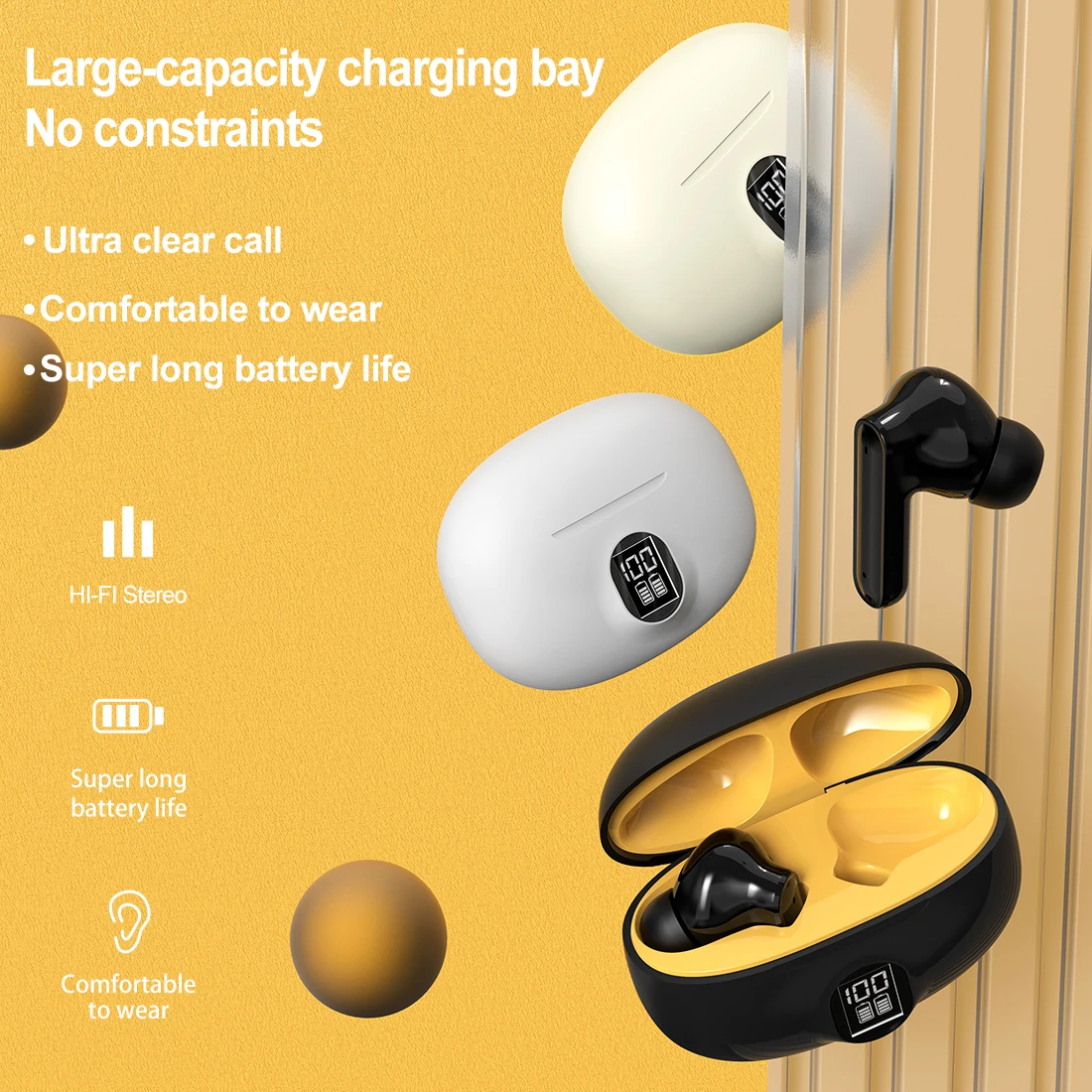 STSEarConect 889 TWS Wireless Earbuds Noise Canceling Waterproof Ear Buds Wireless Bluetooth Headphones Earphones LED Display