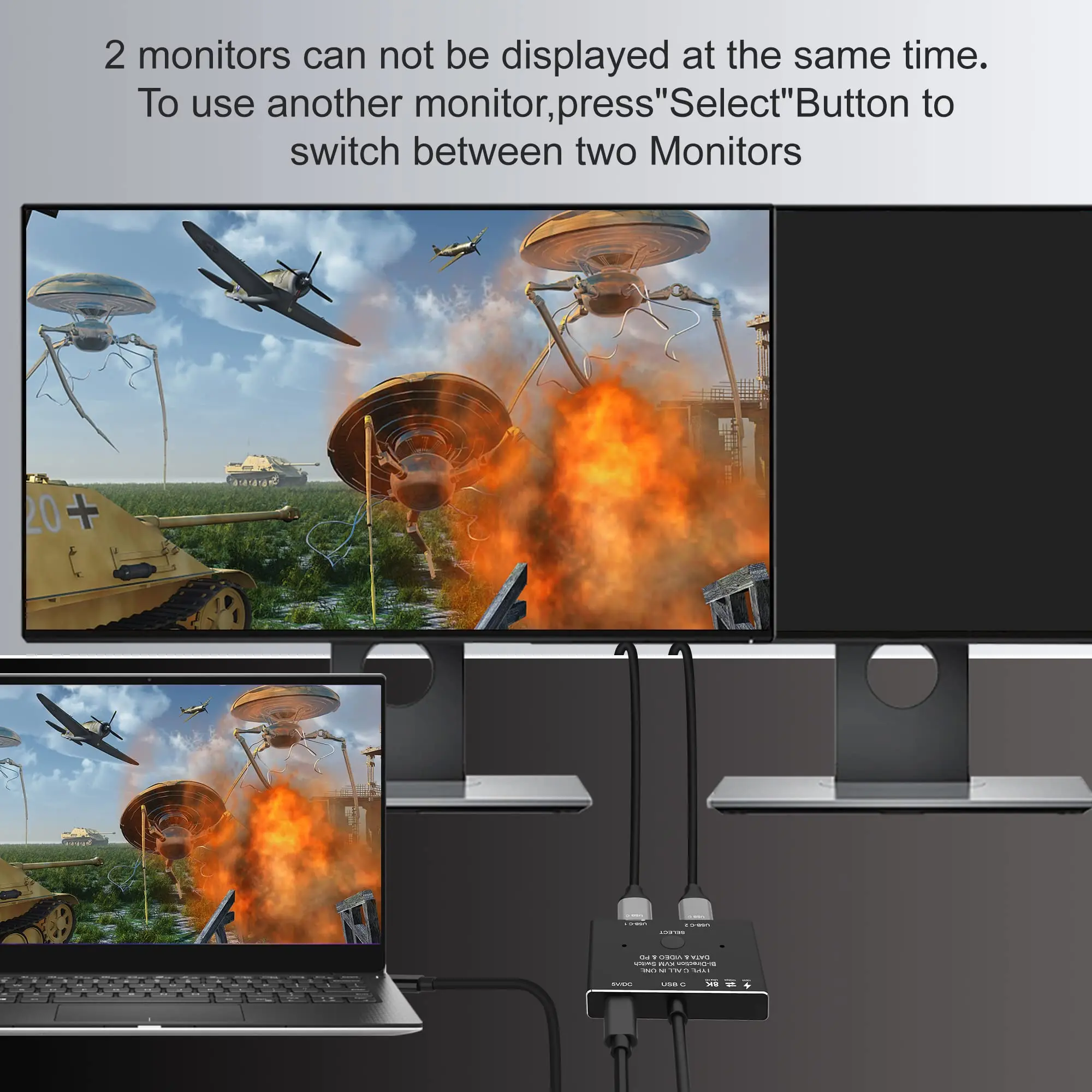 USB C Ÿ ġ й, PC Ʈ й ȯ ̺, 1x2, 2x1  , 8K, 30Hz, 4K, 120Hz, PD 100W, 10Gbps ó