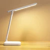 Desk Lamp LED Touch Switch White Folding Desk Lamp Bedroom Bedside Study Reading Eye Care Night Lamp USB Plug-in Dimmable White 1