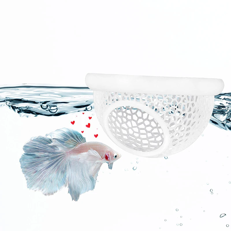 Floating Betta Hide & Shrimp Cave – 3-in-1 Aquarium Hammock, Floating Feeder Ring & Resting Spot – 3D Printed Betta Fish Decor