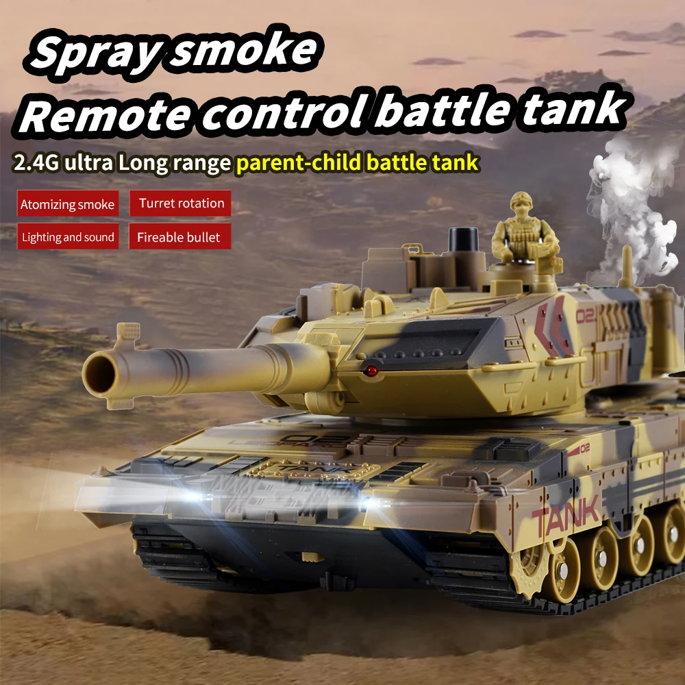 Robot Tank RC Télécommandé 2.4GHz - Jouet Militaire avec Effets Lumineux