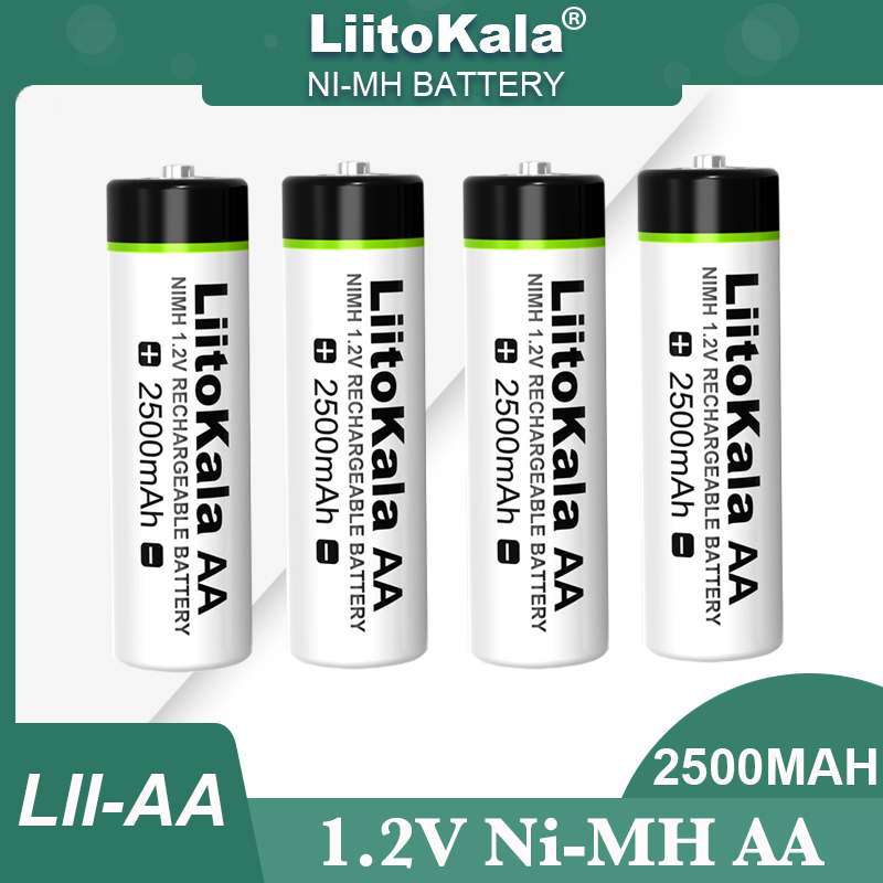 LiitoKala 1.2V AA 2500mAh Ni-MH Rechargeable battery aa for Temperature gun remote control mouse toy batteries