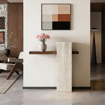 Tavolo Console di Tendenza, Tavolo da Ingresso Moderno Nordico con Contenitore Creativo, Tavolino Delicato e Carino per Soggiorno, Arredamento Casa