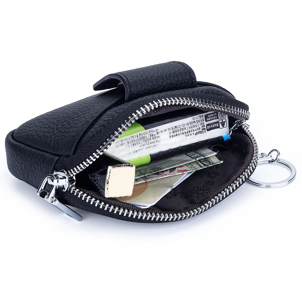 Cowhide New Mini Coin Purse for Women's Genuine Leather Large Capacity Zipper Storage Bag Multi-function Key Ring Small Purse