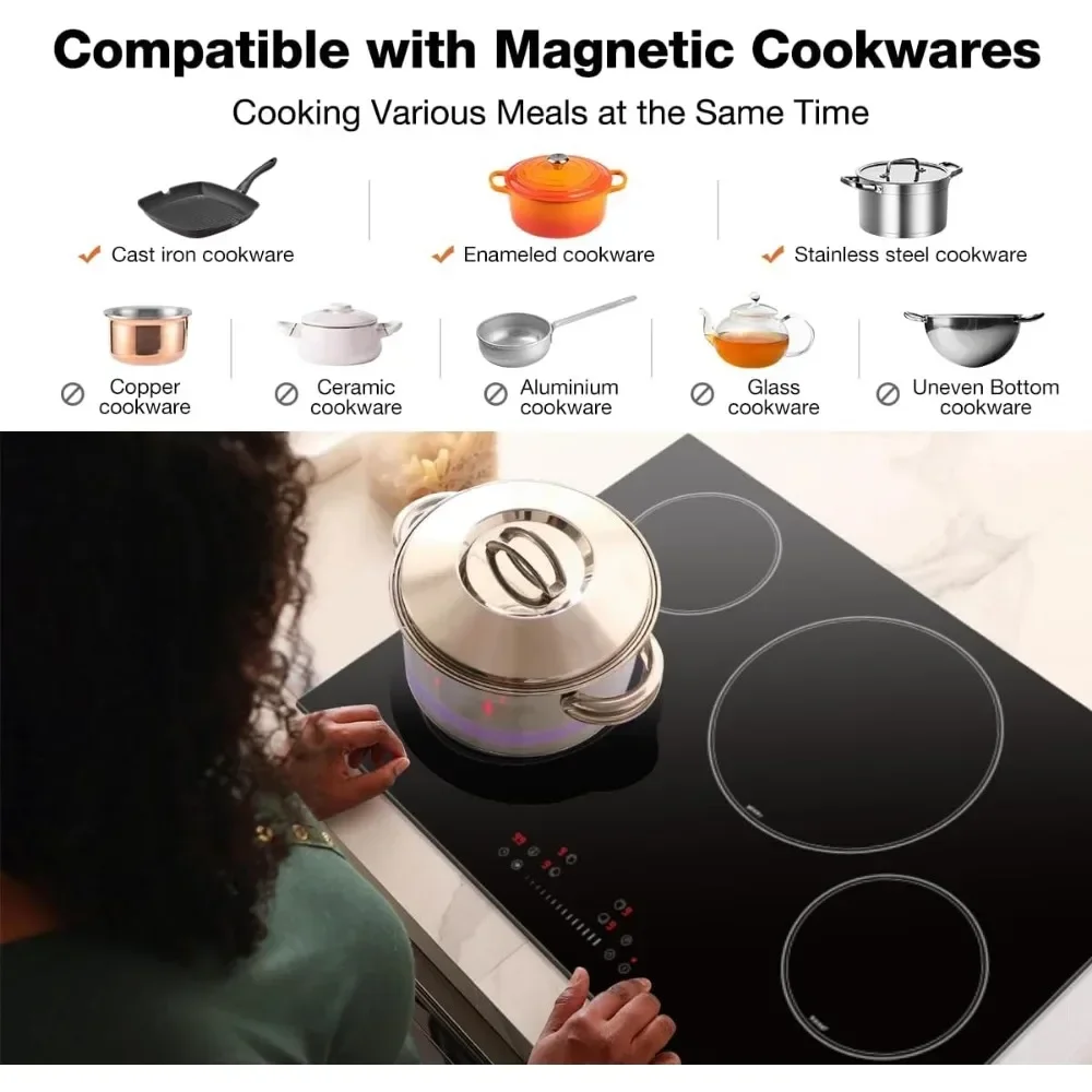 nduction Cooktop, 6500W Built in Induction Stove Top with 4 Boost Burner, ETL & FCC Certified Electric Cookt