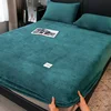 90-220cm Soft Warm Plush Fitted Sheet Elastic Mattress Cover Fluffy Coral Fleece Bed Winter Couple Luxury Double Bed Bedding 3