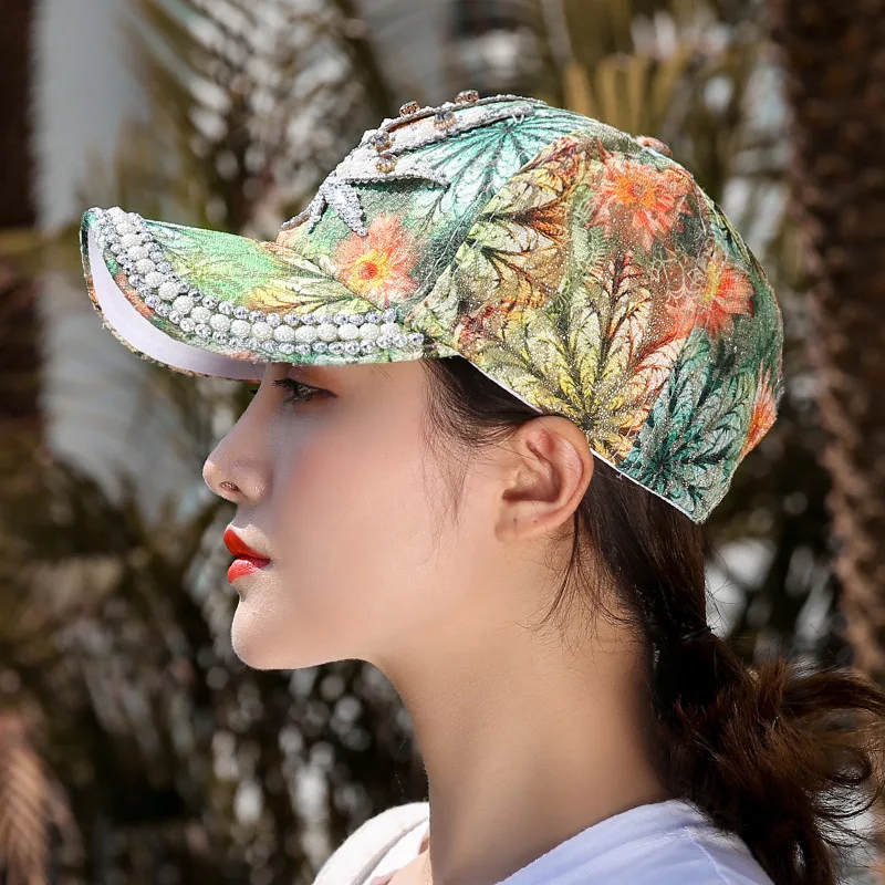 Cappello Baseball Donna In Denim Con Perle E Strass – Stile Y2K, Protezione UV, Visiera Alla Moda Per L'Estate 2025 - 6