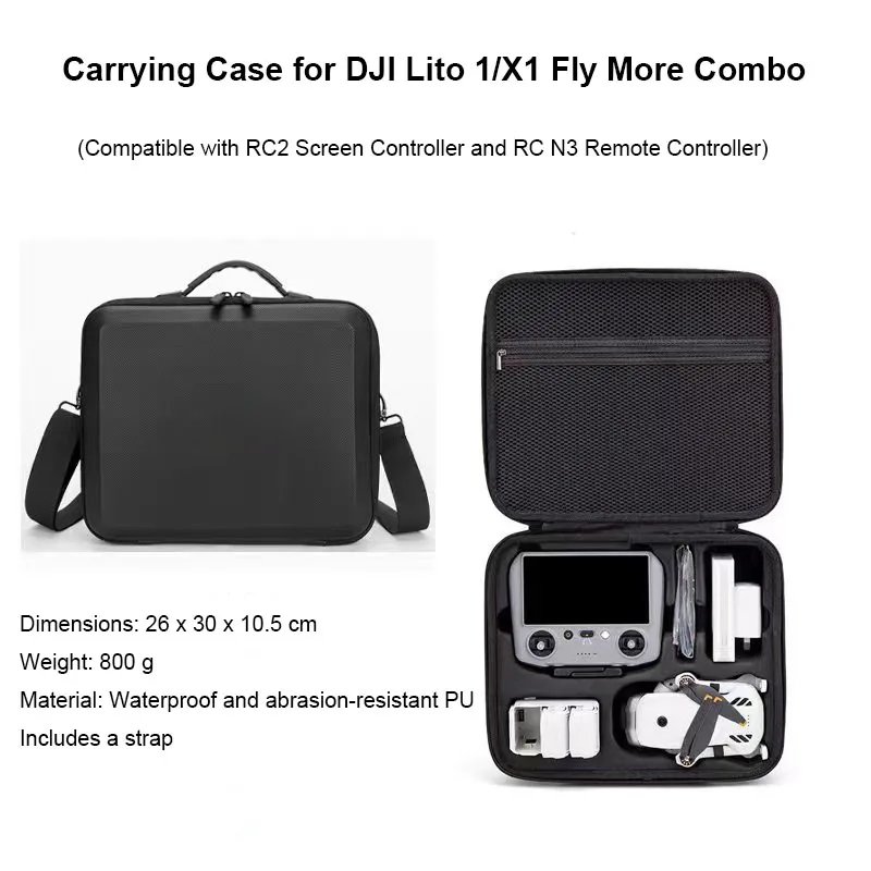 DJI Lito1/X1용 휴대용 케이스 RC2 및 RC-N3용 방수 PU 가방 원격 제어용 방수 휴대용 숄더백