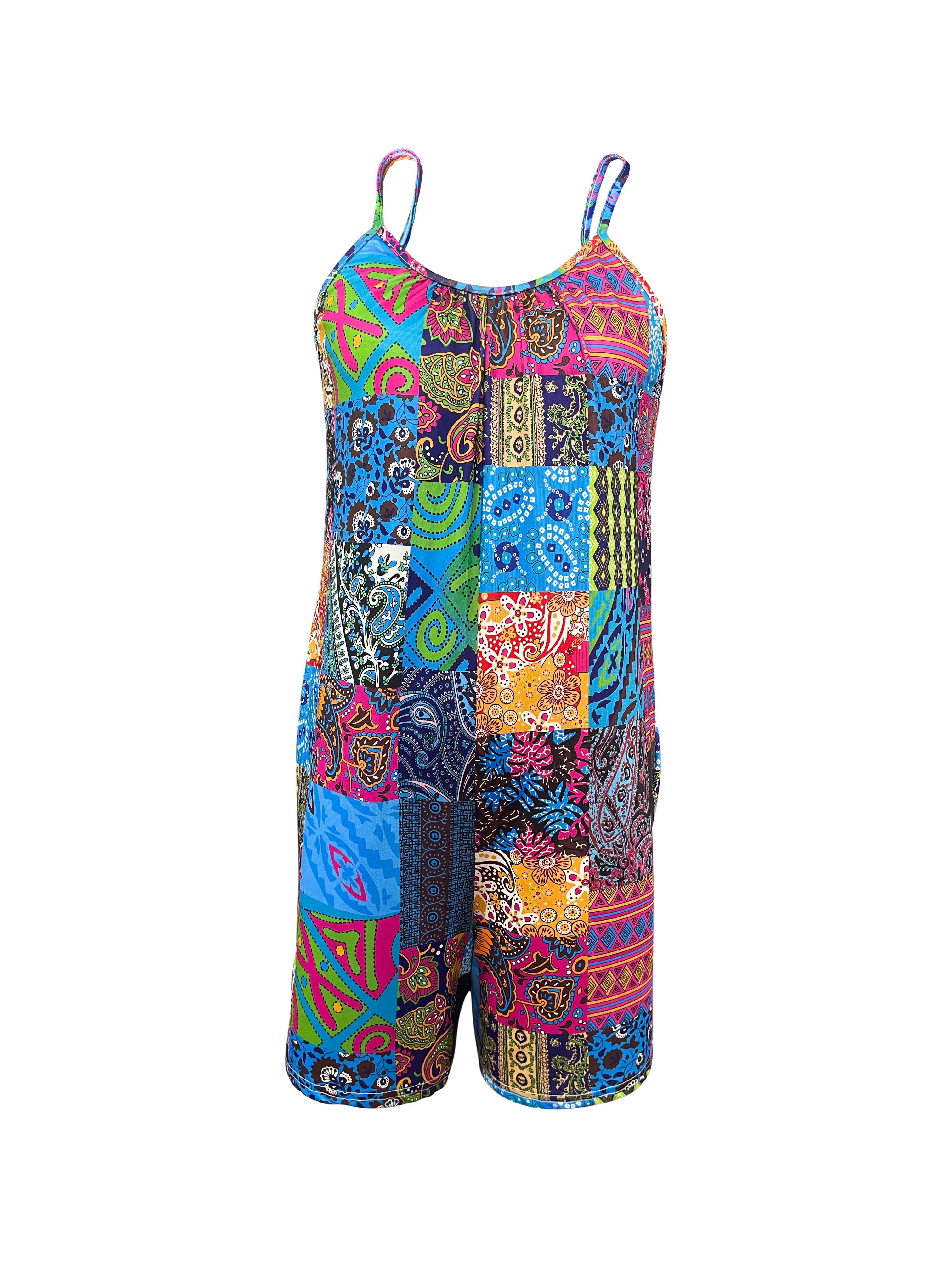 Women's Vibrant Paisley Pattern Sleeveless Jumpsuit for Spring/Summer Casual Wear 5