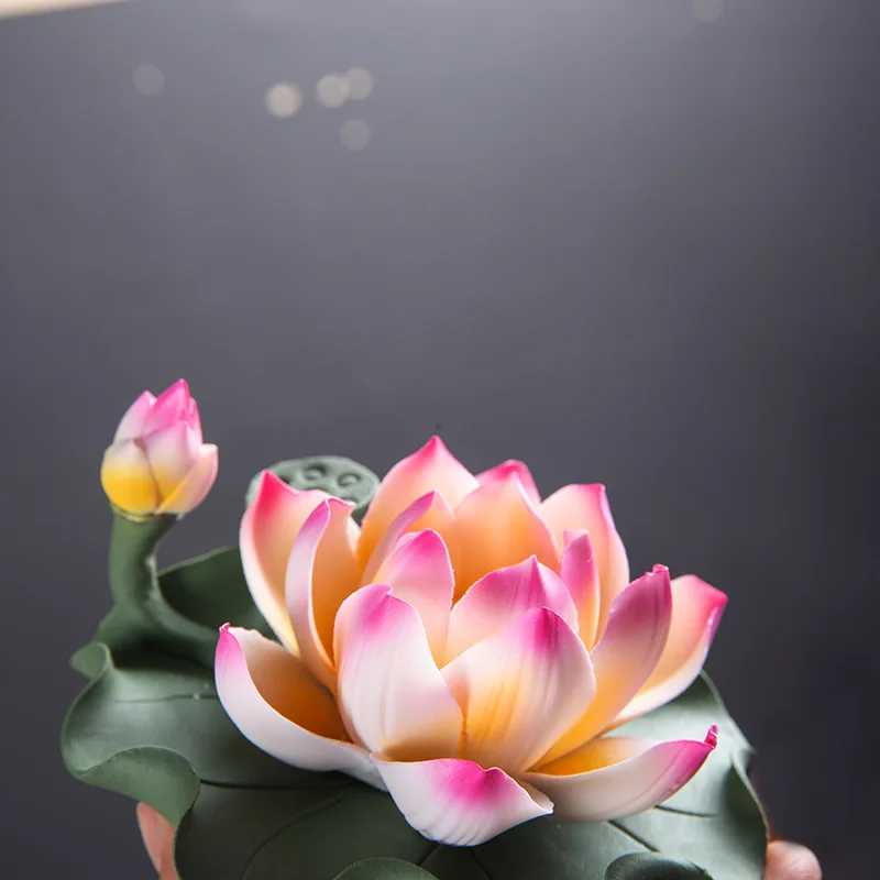 0024 Ceramic Handmade Lotus Incense Burner New Chinese Style Sandalwood Incense Holder Home Desktop Lotus Decoration
