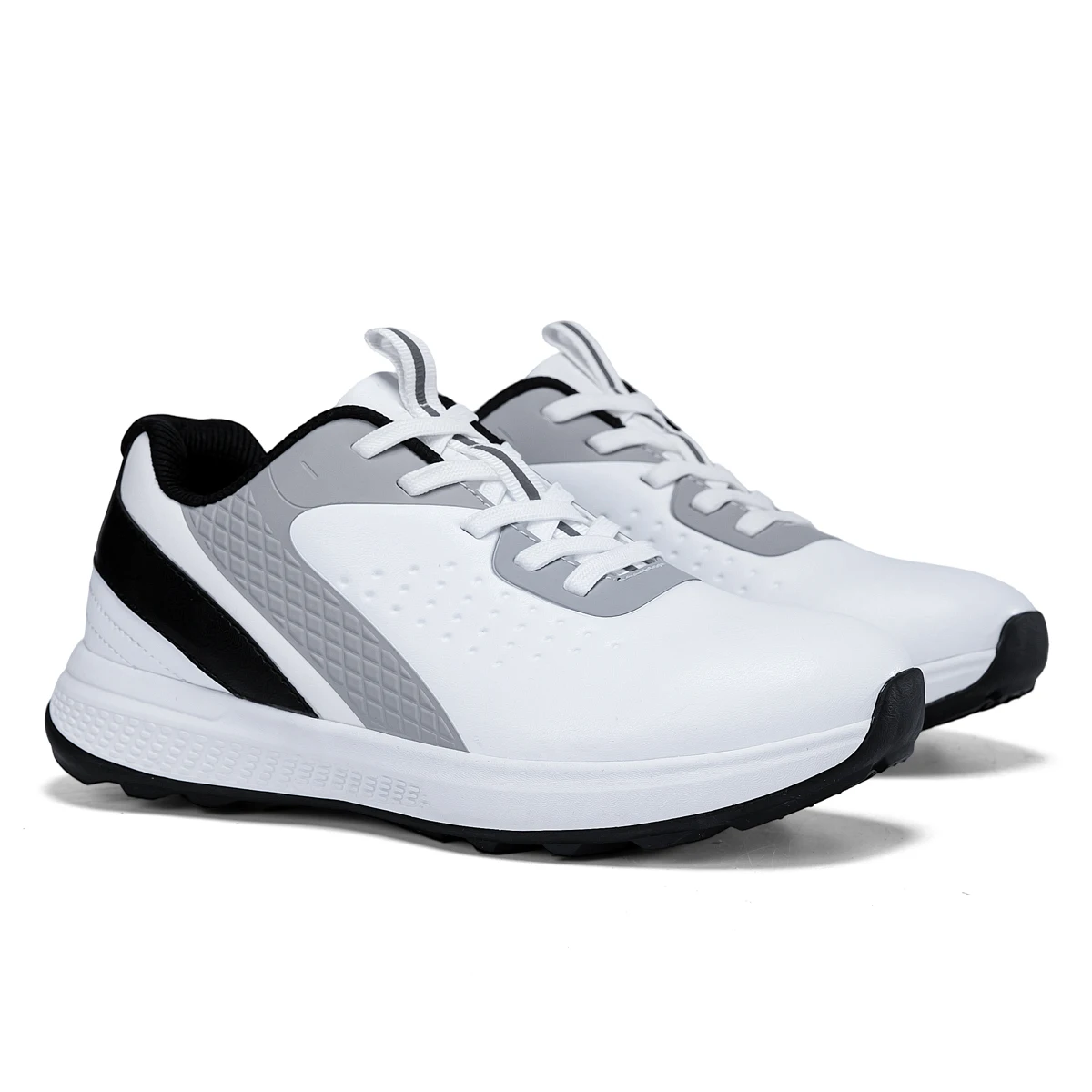 Men's Casual Golf Shoes Fixed Spikes Waterproof Breathable Caddies Shoes Lightweight Comfortable All-Season Golfing Footwear