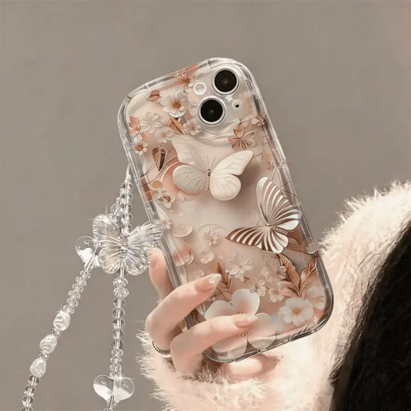 Cute Butterfly Bracelet Chain Phone Cover Case