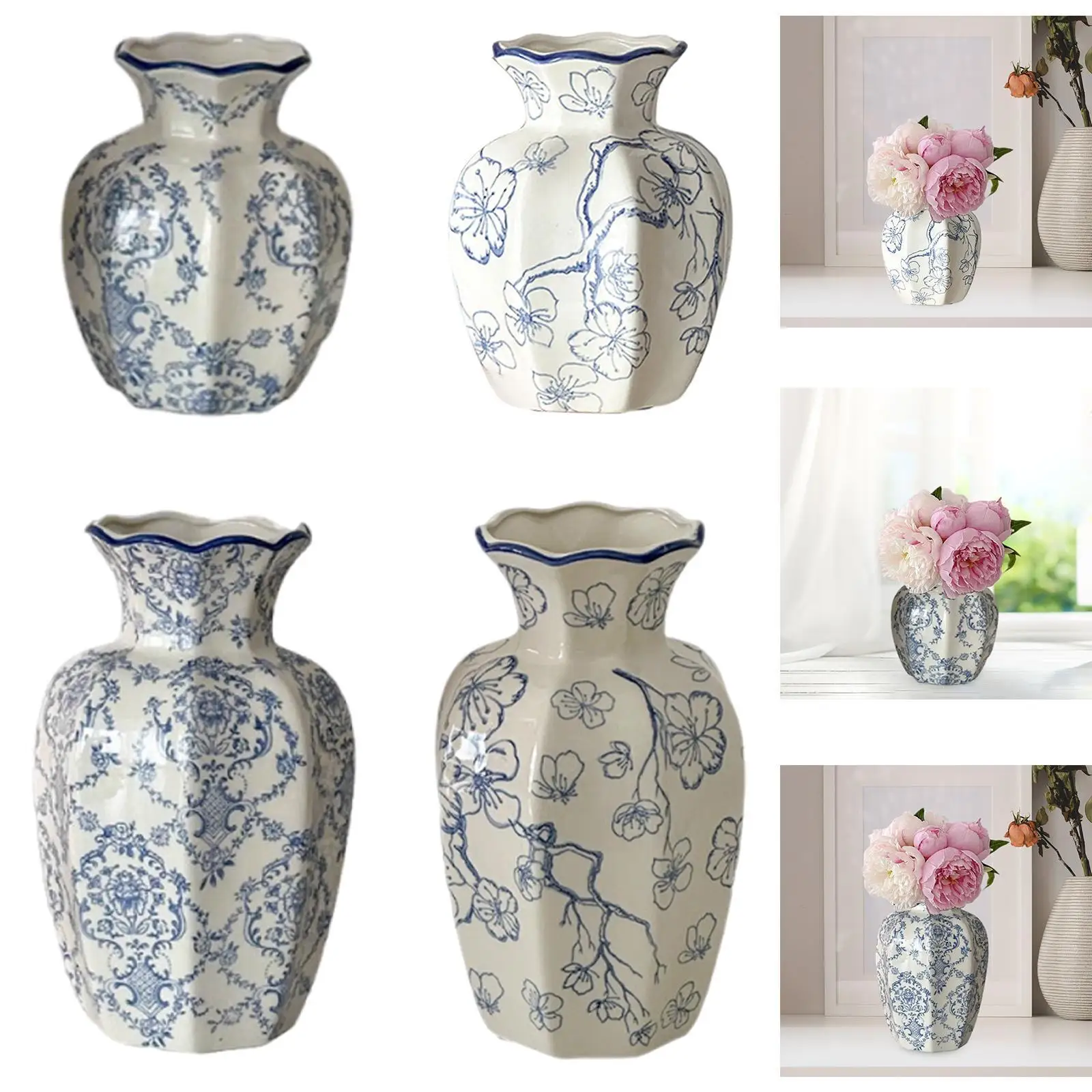 Ceramic Flower Vase Decor Unique Multifunctional Modern Decorative Flower Arrangement for Bedroom Desktop Entryway Table Office