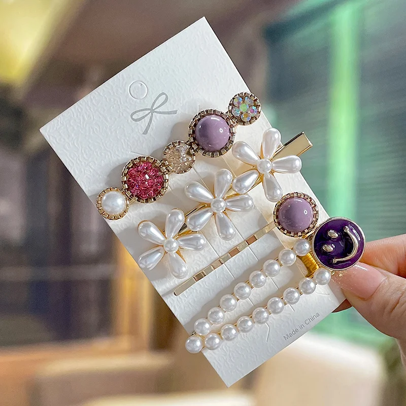 Mode Acryl Perle Haar Clips Set Süße Blume Haar Barrettes Für Frauen Mädchen Koreanische Geometrische Haar Zubehör Schmuck 2022 – Detail 8
