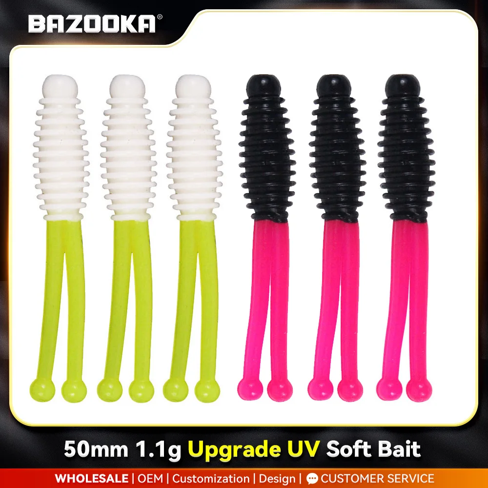 Bazooka UV 50mm 1g Angelköder Weiches Silikon Shad Swimbait Getriebe Wobbler Barsch Leuchtender Wurm Pesca Hecht Karpfen Bass Winterköder
