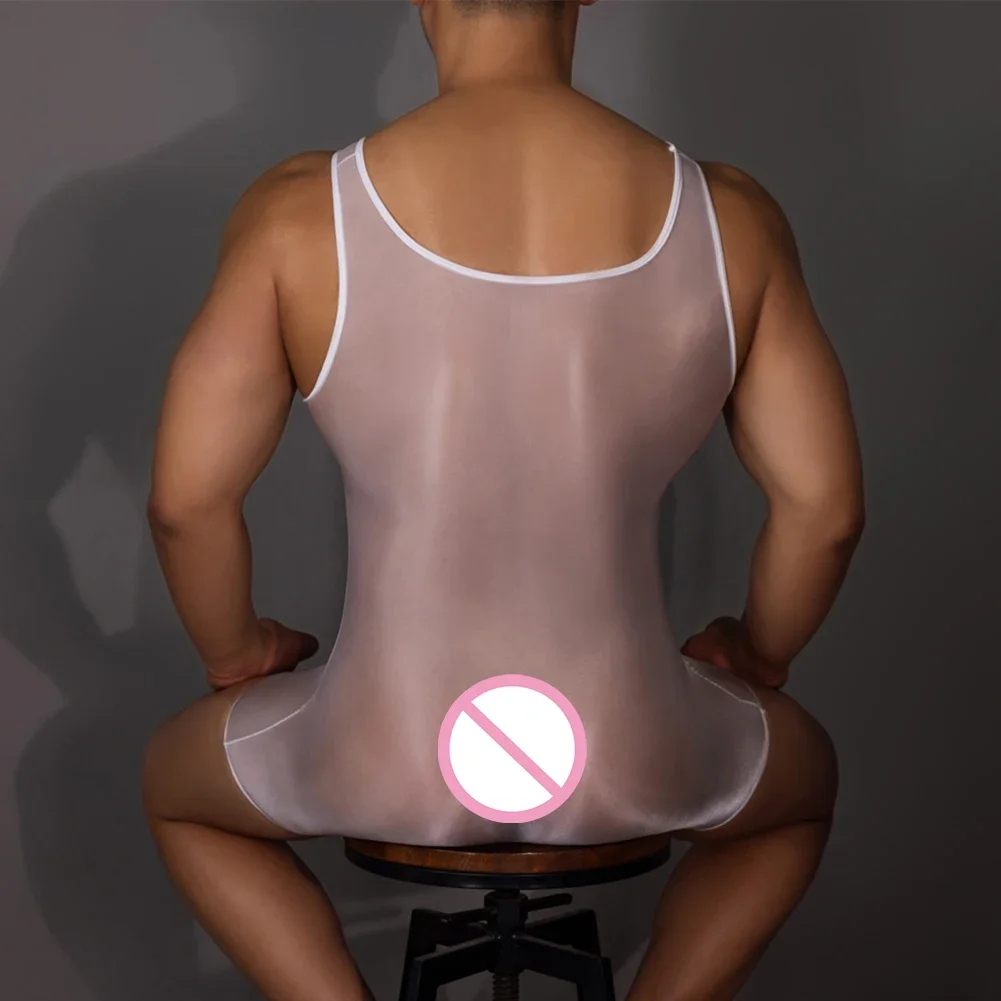 Sexy Mens Shiny Thin Cock Pouch Bodysuit Oil Glossy Body Stocking Dance Tights Shaping Pantyhose Night Clubwear Gay Plus Size