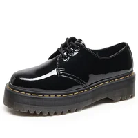 Aiping 1461 Thick Bottom 3-hole Women's Low Top Authentic Leather Mirror Round Toe Flats Short Boots For Students Summer Wear 1