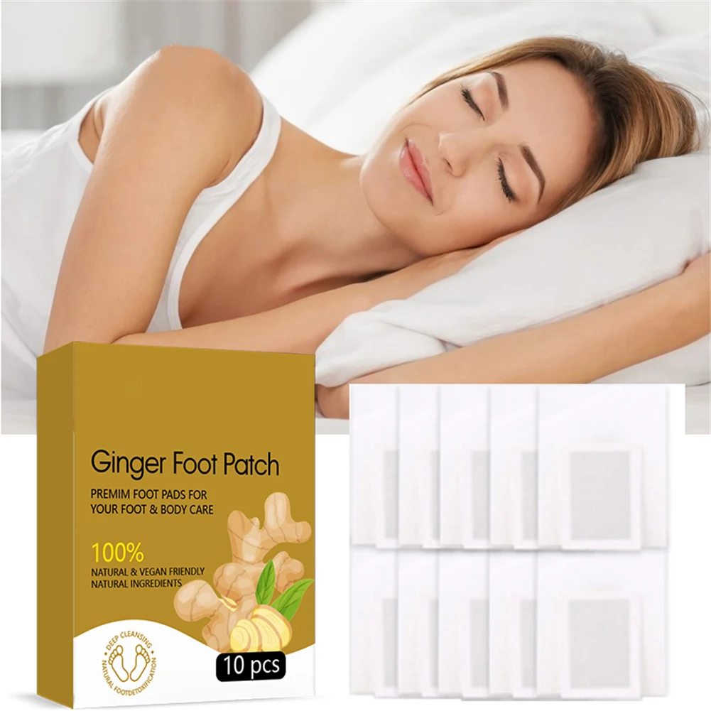 

10Pcs Ginger Foot Patches Bamboo Sleep Quality Improve Anti Swelling Detox Stress Relax Body Weight Loss Health Care