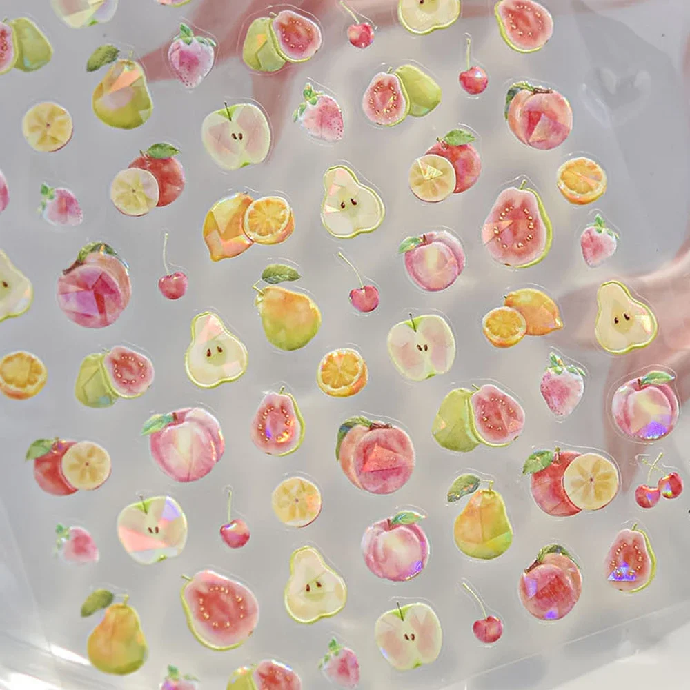 Vibrant Kawaii Apple Nail Art Stickers - Sweet & Cute Self-Adhesive Decals