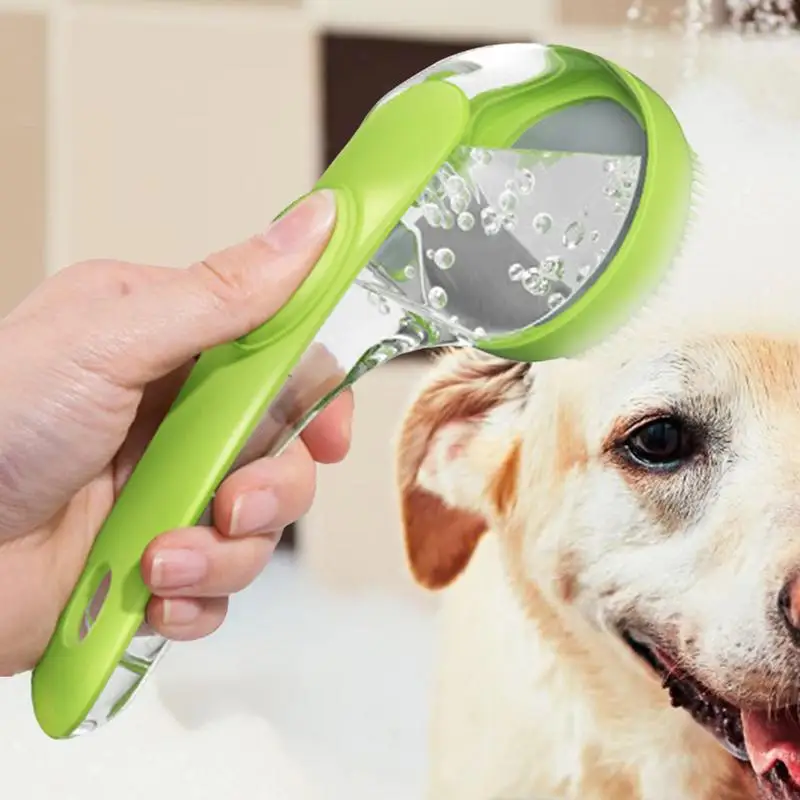Soft Silicone Dog Shampoo Brush With Soap Dispenser Long Handle Shampoo Massage Bath Brush For Shower Daily Cleaning
