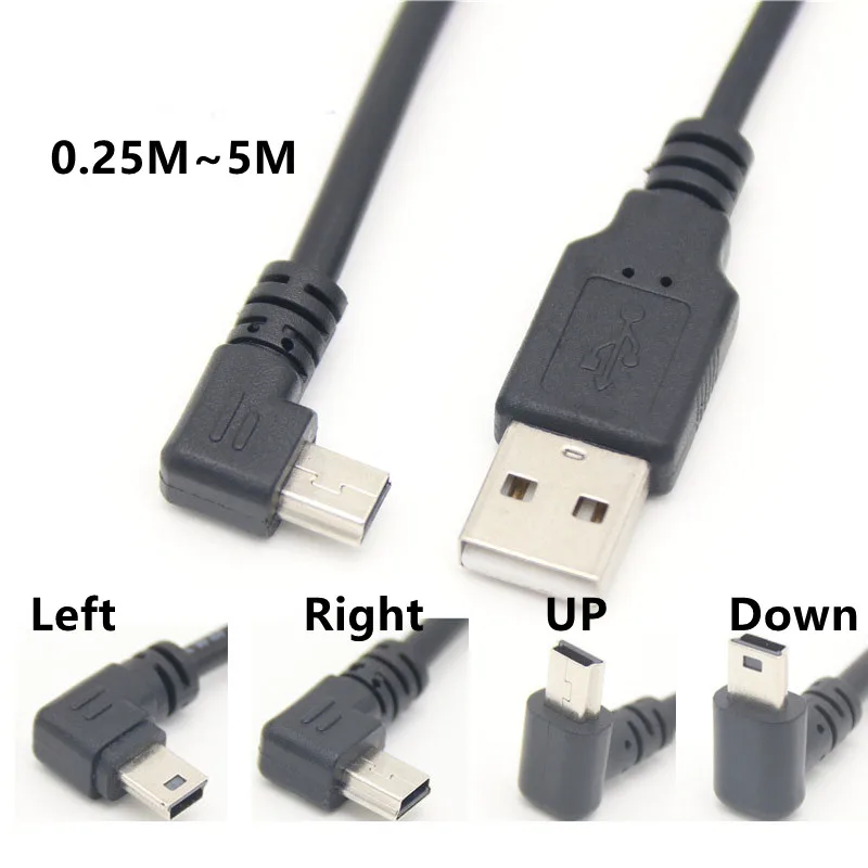 90 degree elbow mini usb Charging Cable up and down left and right elbow T-port V3