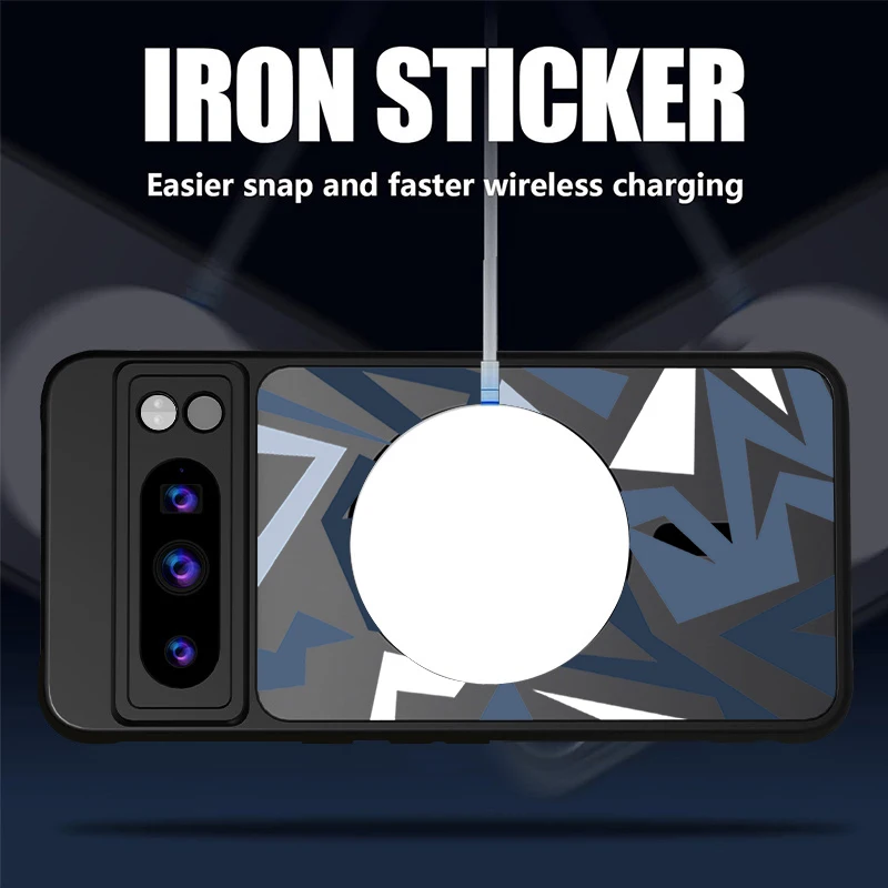 Magnetic Matte Geometry Pattern Phone Case with Magsafe Wireless Charging Compatibility