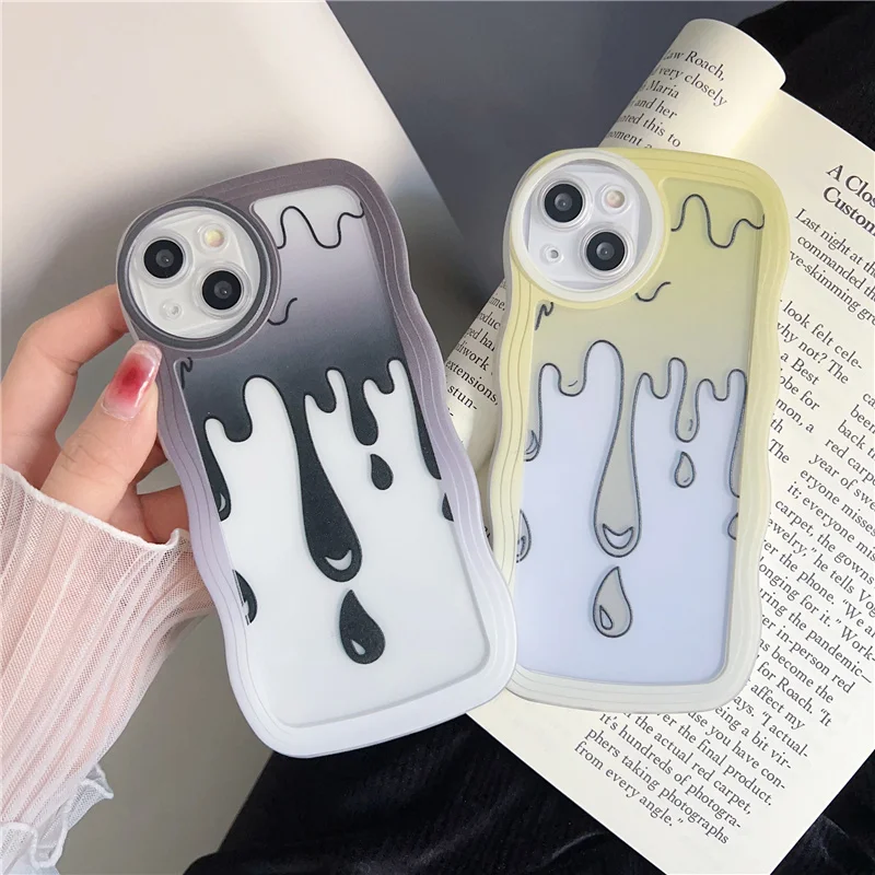 Large Wave Shaped Phone Case For Iphone 11 12 13 14 Pro Max 14 Plus Droplet Pattern Back Cover For Iphone 7 8 Plus X Xs Xr