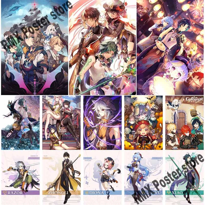 

Genshin Impact Anime Posters White Coated Paper Prints Home Room Decor Study Bar Cafe Wall Art Paintings Cartoon Wall Stickers