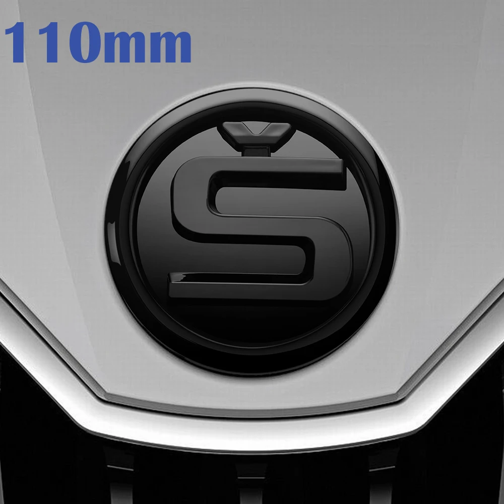 Badge For Skoda Hood Sticker 110mm Black S Emblem For SKODA ENYAQ SUPERB OCTAVIA KAMIQ KODIAQ FABIA SCALA Skoda Sticker