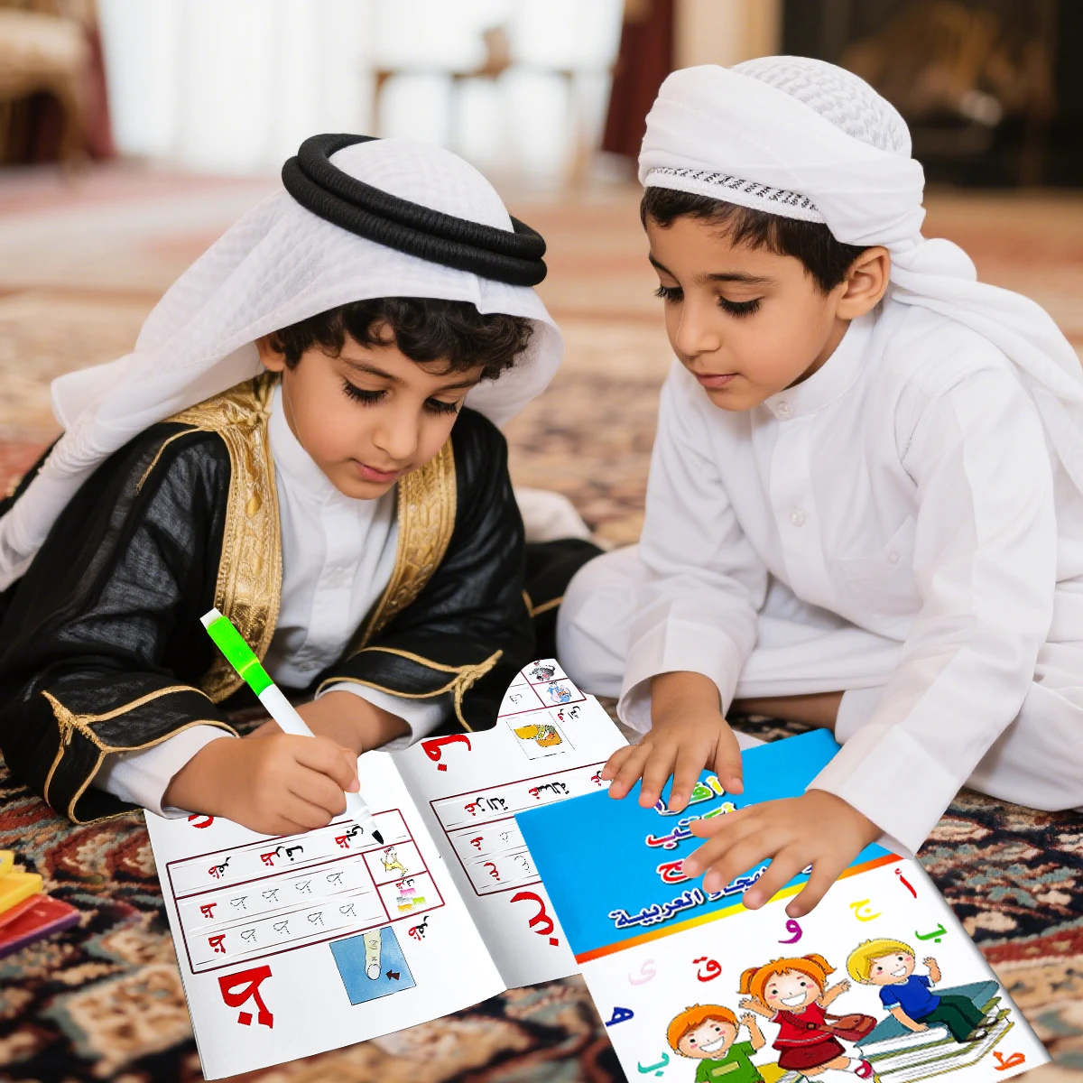 14-page Arabic Reusable Exercise Book,Enhances children's hand-eye coordination and concentration. School supplies - 6