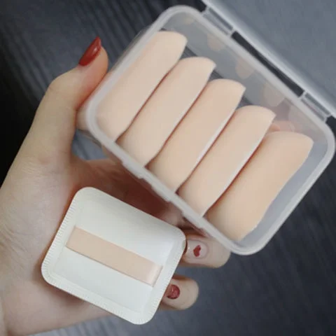 Soft Reusable Makeup Sponge Set - 5-Piece Triangle Powder Puffs for Liquid Foundation & Powder