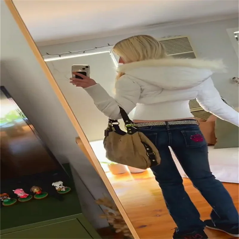 Mit kapuze Unten Jacke frauen Baumwolle Gefütterte Mäntel Zipper Volle Hülse Jacken Weibliche Herbst Winter Verdicken Streetwears2025 – Detail 12