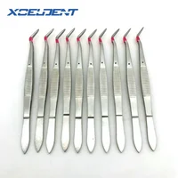 10pcs Stainless Steel Tweezers Serrated Curved Dental Surgical Instruments with location Dentist Tools