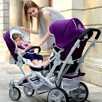 Poussette double haute vue Poussette bidirectionnelle, légère, pliable et peut s'asseoir ou s'allonger pour les nouveau-nés 6